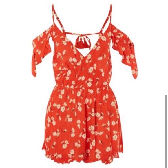 TopShop Floral Off Shoulder Summer Romper - Picture 4 of 4